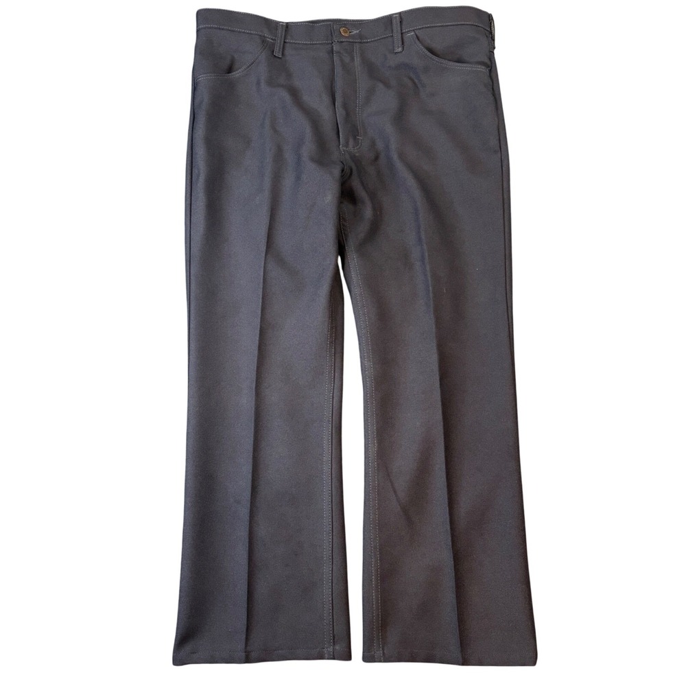 Vintage Wrangler Wrancher Dress Pants Mens 38x29 Navy Blue Polyester Twill 82NV